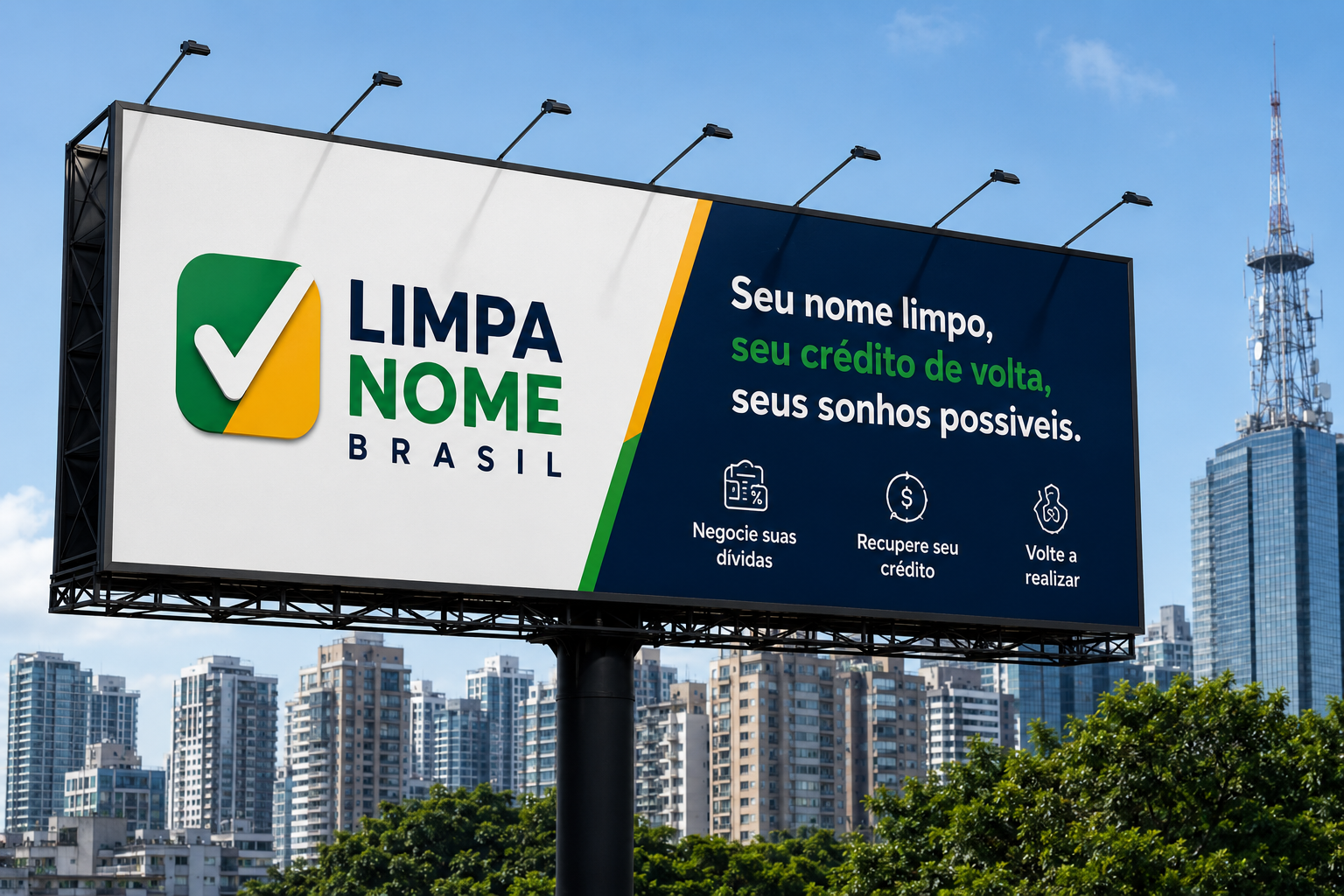 Outdoor da campanha Limpa Nome Brasil